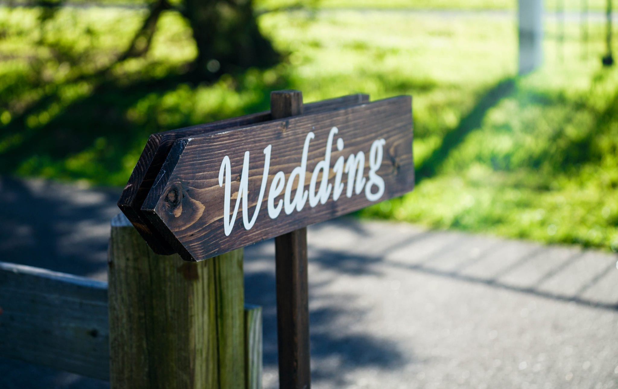 wooden wedding arrow sign