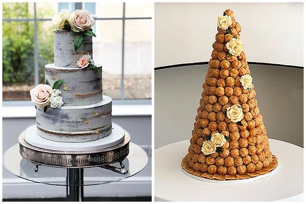 tiered and stacked wedding cakes