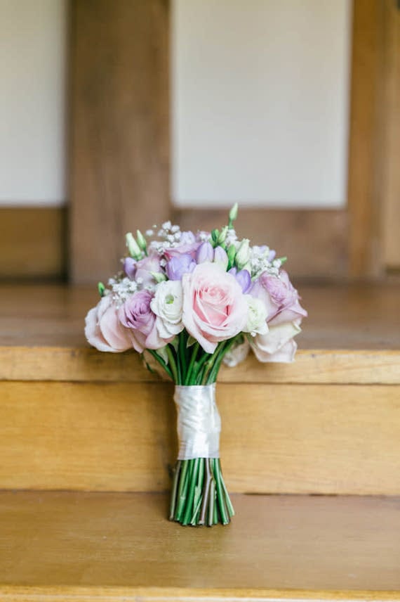 pink hand tied wedding flowers