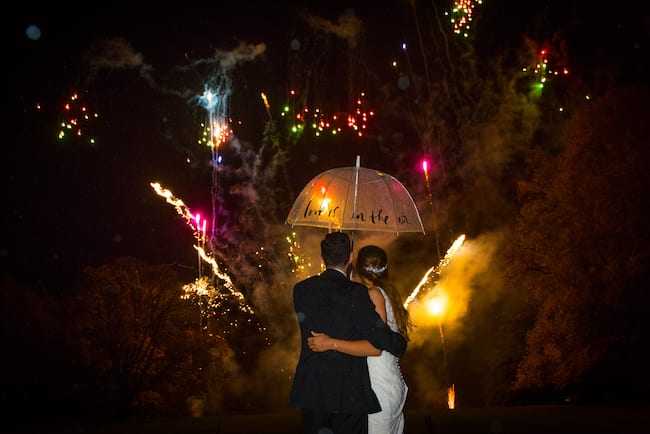 Bride Groom fireworks display Notley Abbey