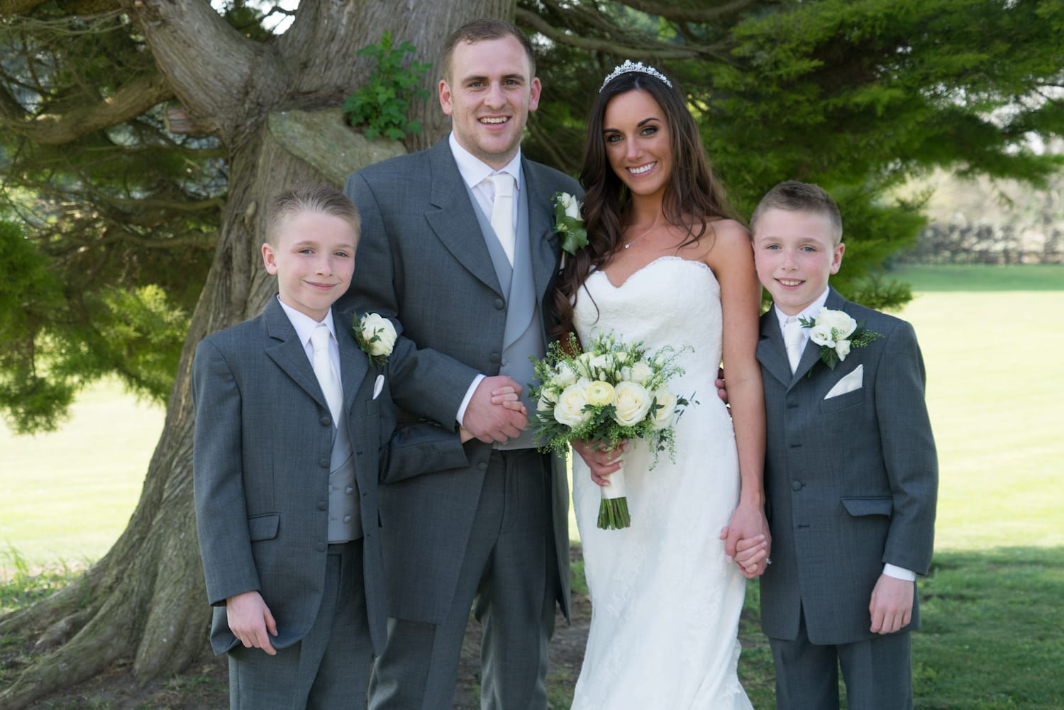 Bride Groom family shot as newlyweds