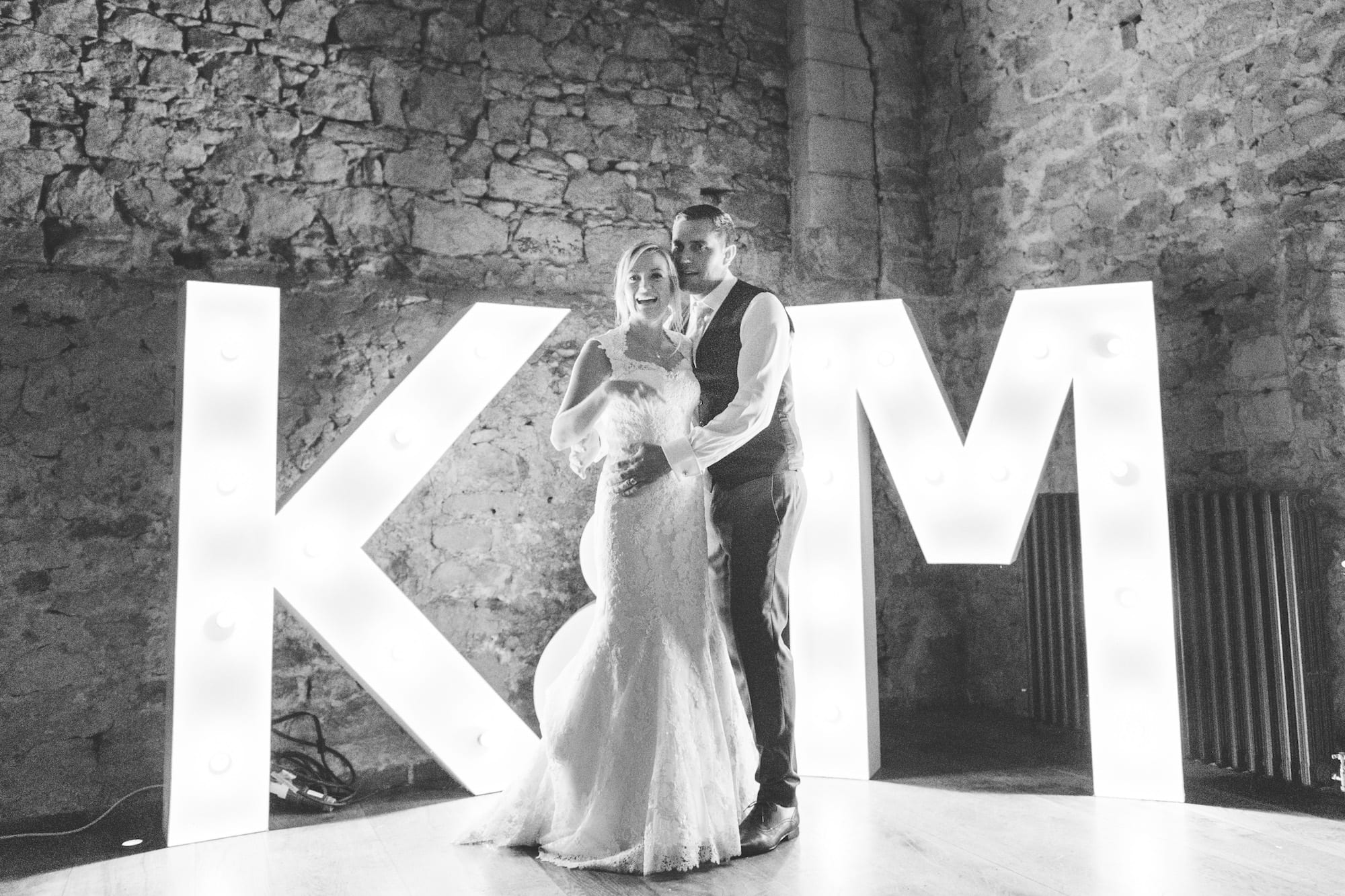 Light up letters Bride and Groom initials