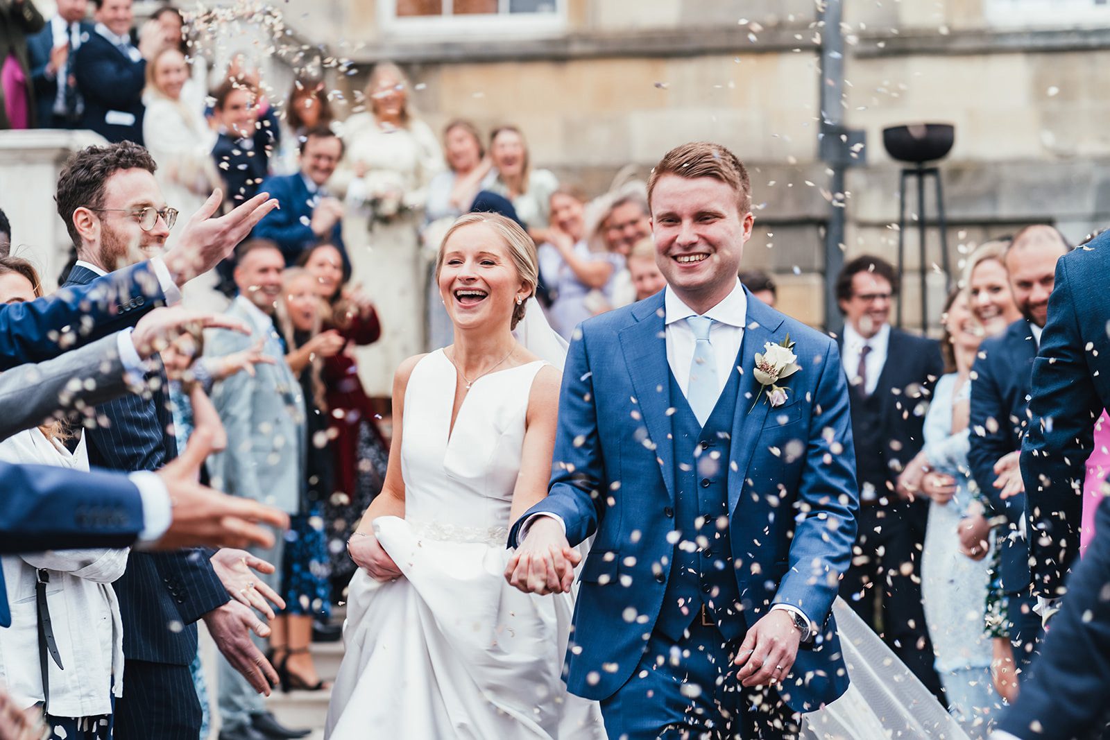 Botleys Mansion newlywed couple confetti walkway